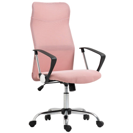 Ergonomická kancelářská židle, vysoké opěradlo, růžová, síťovina