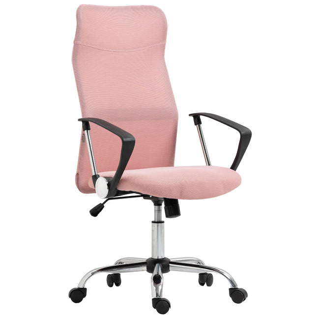 Ergonomická kancelářská židle, vysoké opěradlo, růžová, síťovina