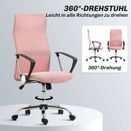 Ergonomická kancelářská židle, vysoké opěradlo, růžová, síťovina
