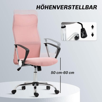 Ergonomická kancelářská židle, vysoké opěradlo, růžová, síťovina