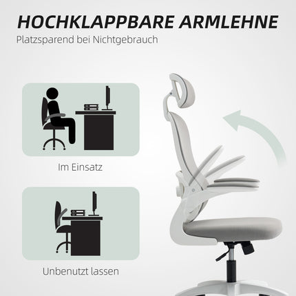 Ergonomická kancelářská židle, síťované opěradlo, nastavitelná, šedá