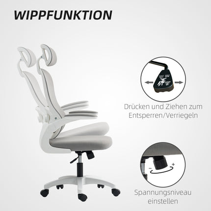 Ergonomická kancelářská židle, síťované opěradlo, nastavitelná, šedá