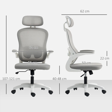 Ergonomická kancelářská židle, síťované opěradlo, nastavitelná, šedá