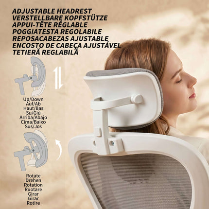 Ergonomická kancelářská židle, síťovina, sklopné područky, šedá