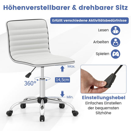 Ergonomická kancelářská židle, bez područek, nastavitelná výška, bílá