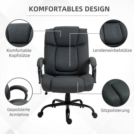 Ergonomic Office Chair, Swivel, Padded Arms, 220kg Capacity, Grey