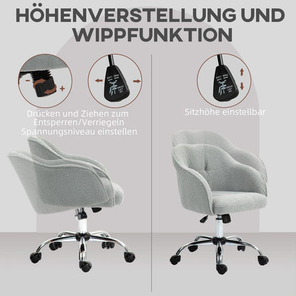 Ergonomická kancelářská židle, teddy fleece, nastavitelná výška