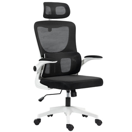 Ergonomická kancelářská židle s nastavitelnou opěrkou hlavy, černá síťovina