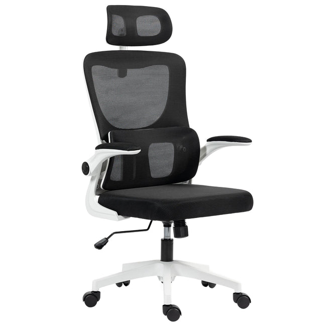 Ergonomická kancelářská židle s nastavitelnou opěrkou hlavy, černá síťovina
