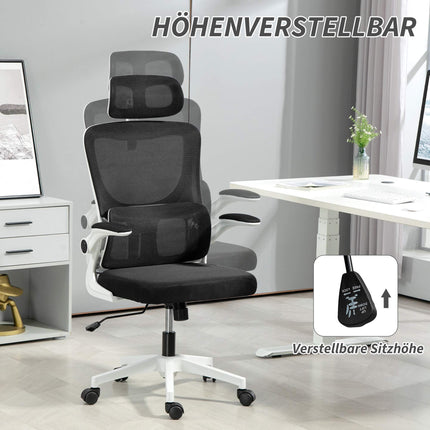 Ergonomická kancelářská židle s nastavitelnou opěrkou hlavy, černá síťovina