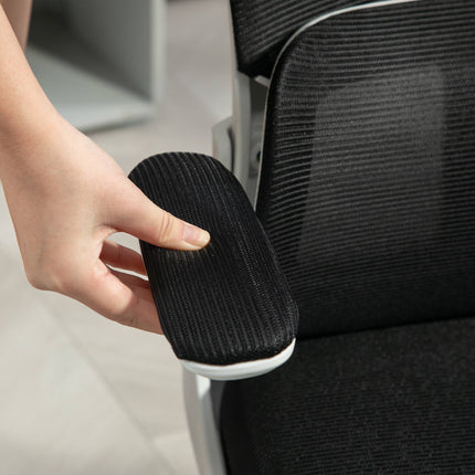 Ergonomická kancelářská židle s nastavitelnou opěrkou hlavy, černá síťovina