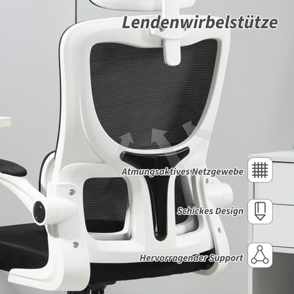 Ergonomická kancelářská židle s nastavitelnou opěrkou hlavy, černá síťovina