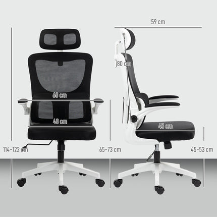 Ergonomická kancelářská židle s nastavitelnou opěrkou hlavy, černá síťovina