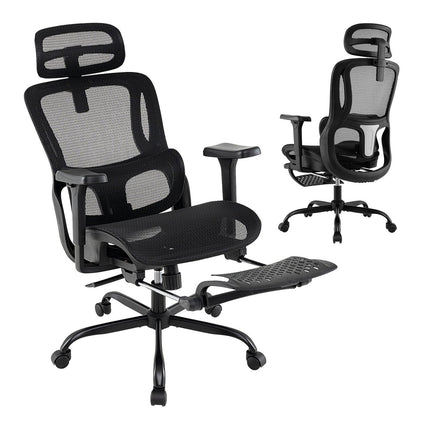 Ergonomická kancelářská židle s nastavitelnou opěrkou hlavy a podnožkou