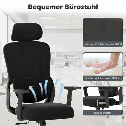 Ergonomická kancelářská židle s nastavitelnou opěrkou hlavy a bederní opěrkou