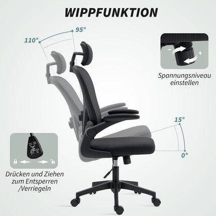 Ergonomická kancelářská židle s nastavitelnou opěrkou hlavy a bederní opěrkou