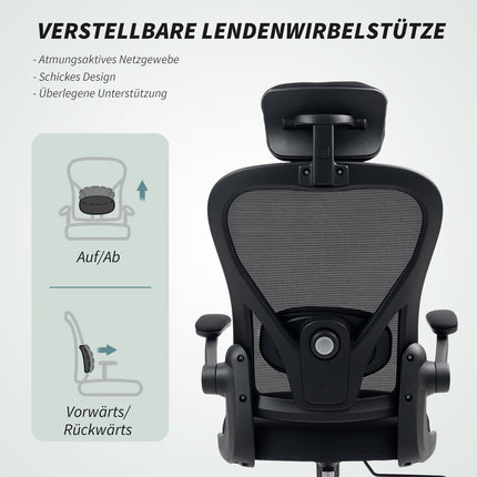 Ergonomická kancelářská židle s nastavitelnou opěrkou hlavy a bederní opěrkou