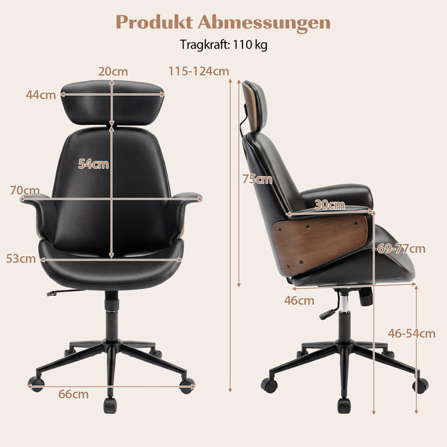 Ergonomische bureaustoel met verstelbare hoogte en armleuningen