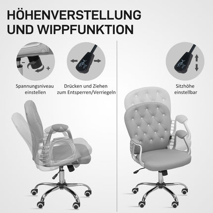 Ergonomická kancelářská židle s područkami, světle šedá, nastavitelná