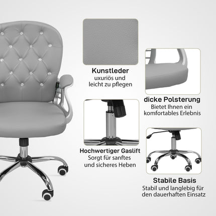 Ergonomická kancelářská židle s područkami, světle šedá, nastavitelná