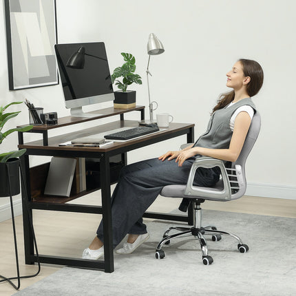 Ergonomická kancelářská židle s područkami, světle šedá, nastavitelná