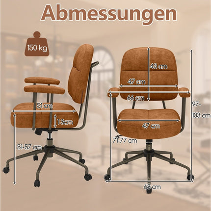 Ergonomická kancelářská židle s područkami a kolečky, nastavitelná