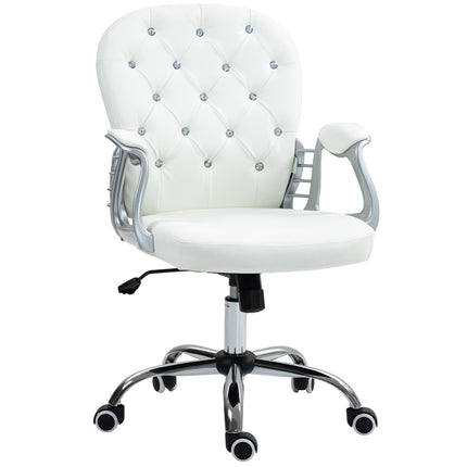 Ergonomická kancelářská židle s područkami, bílý vzhled kůže