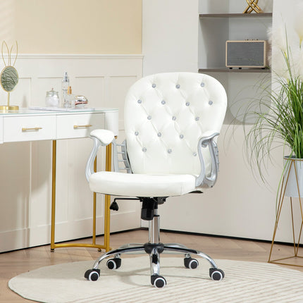 Ergonomická kancelářská židle s područkami, bílý vzhled kůže
