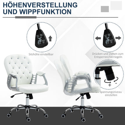 Ergonomická kancelářská židle s područkami, bílý vzhled kůže