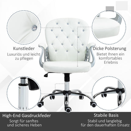 Ergonomická kancelářská židle s područkami, bílý vzhled kůže
