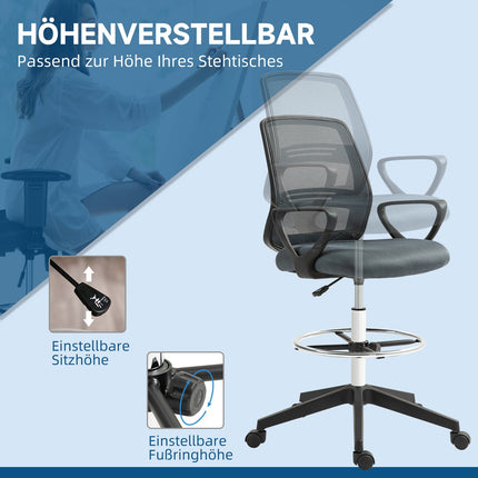 Ergonomická kancelářská židle s područkami a nastavitelnou podnožkou
