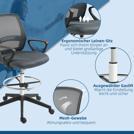 Ergonomická kancelářská židle s područkami a nastavitelnou podnožkou