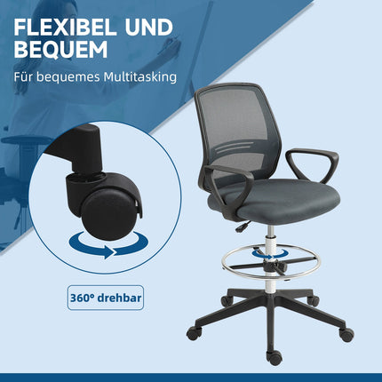 Ergonomická kancelářská židle s područkami a nastavitelnou podnožkou