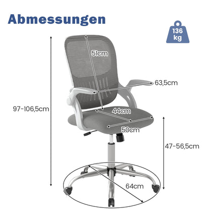 Ergonomická kancelářská židle se sklopnými područkami a funkcí naklápění