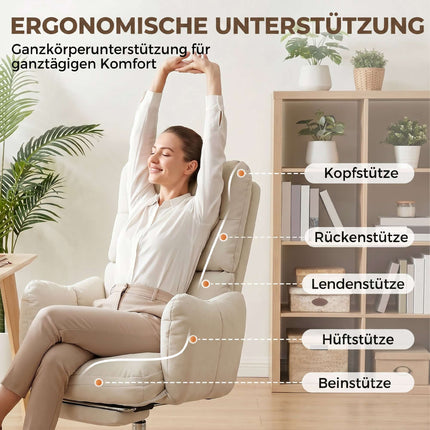 Ergonomická kancelářská židle s podnožkou, nastavitelné opěradlo