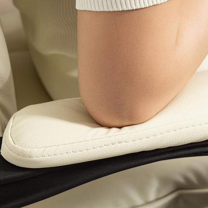 Ergonomická kancelářská židle s podnožkou, umělá kůže, béžová/černá