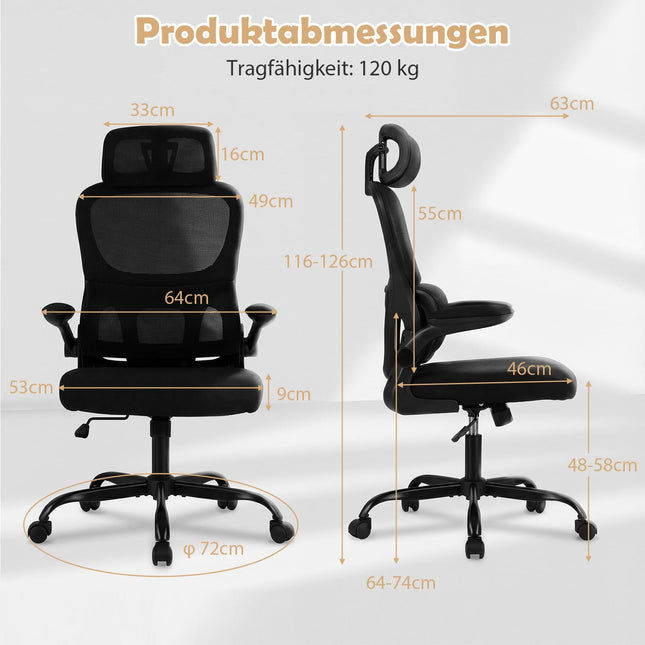 Ergonomická kancelářská židle s bederní opěrkou, černá
