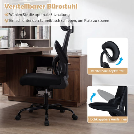 Ergonomická kancelářská židle s bederní opěrkou, černá