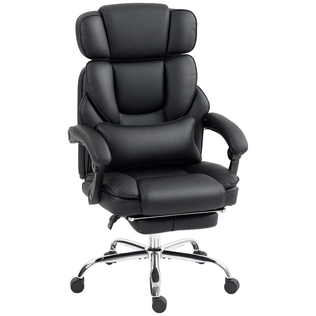 Ergonomická kancelářská židle s bederní opěrkou, černá PU kůže