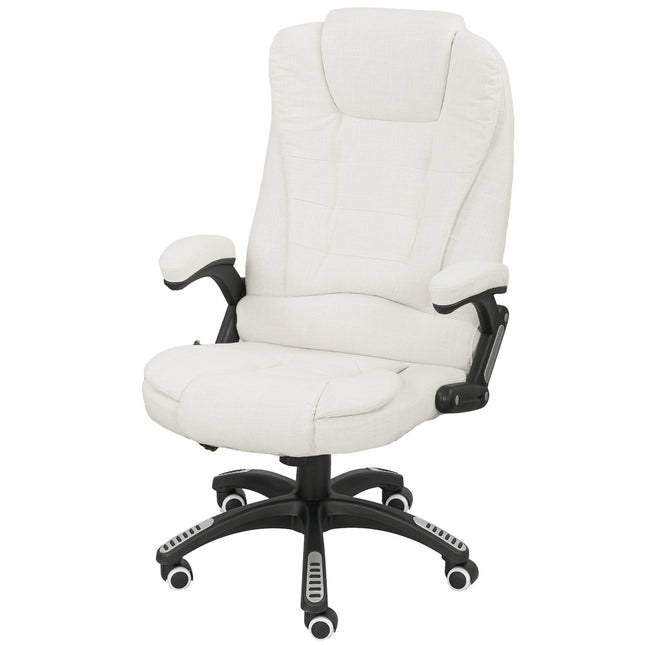 Ergonomická kancelářská židle s masáží, krémově bílá, 68x72x110-120 cm