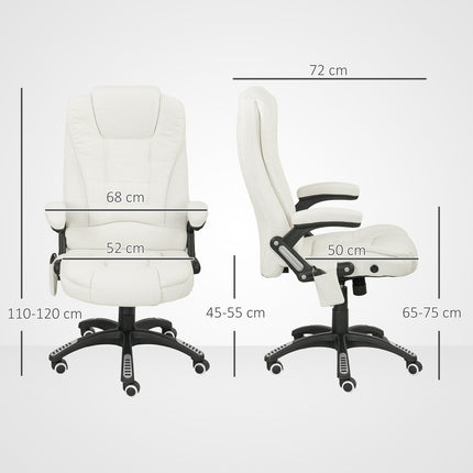 Ergonomická kancelářská židle s masáží, krémově bílá, 68x72x110-120 cm