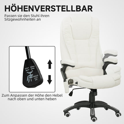 Ergonomická kancelářská židle s masáží, krémově bílá, 68x72x110-120 cm