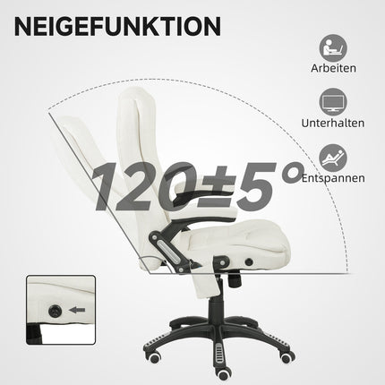 Ergonomická kancelářská židle s masáží, krémově bílá, 68x72x110-120 cm