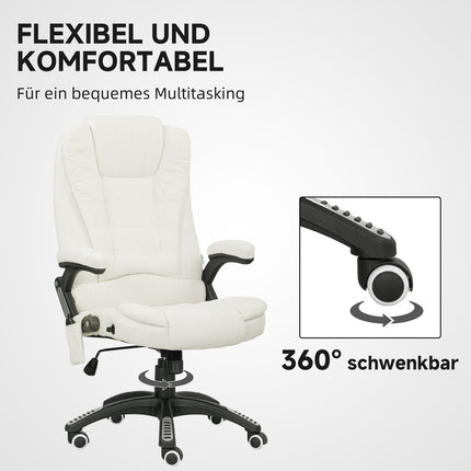 Ergonomická kancelářská židle s masáží, krémově bílá, 68x72x110-120 cm