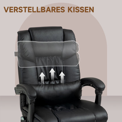 Ergonomic Office Chair with Massage, Footrest, Black