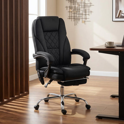 Ergonomic Office Chair with Massage, Footrest, Black