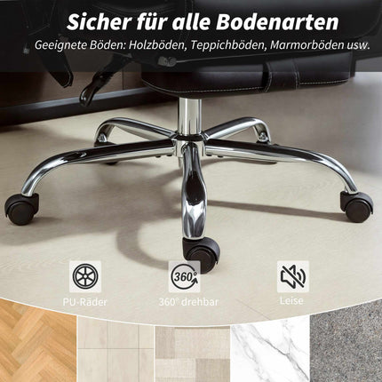 Ergonomická kancelářská židle s masáží a podnožkou, černá kůže