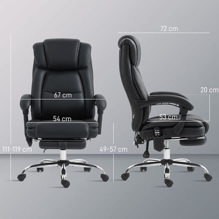 Ergonomická kancelářská židle s masáží a podnožkou, černá kůže