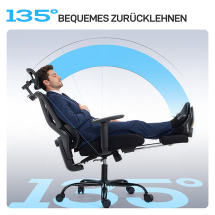 Ergonomická kancelářská židle se síťovinou, bederní opěrkou a nastavitelnou opěrkou hlavy