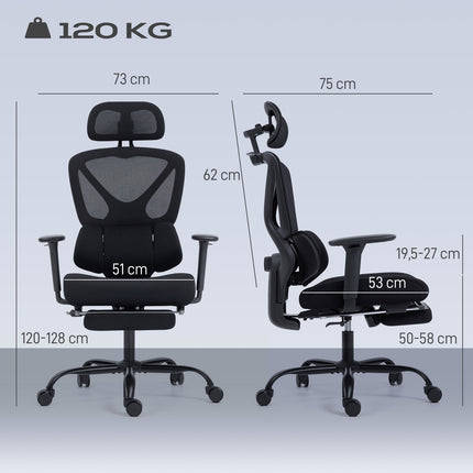 Ergonomická kancelářská židle se síťovinou, bederní opěrkou a nastavitelnou opěrkou hlavy